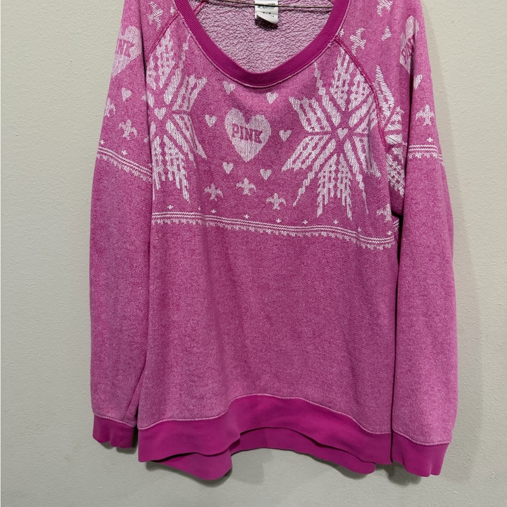 3/$15 PINK Victoria's Secret Fuchsia Sweater with White Accents